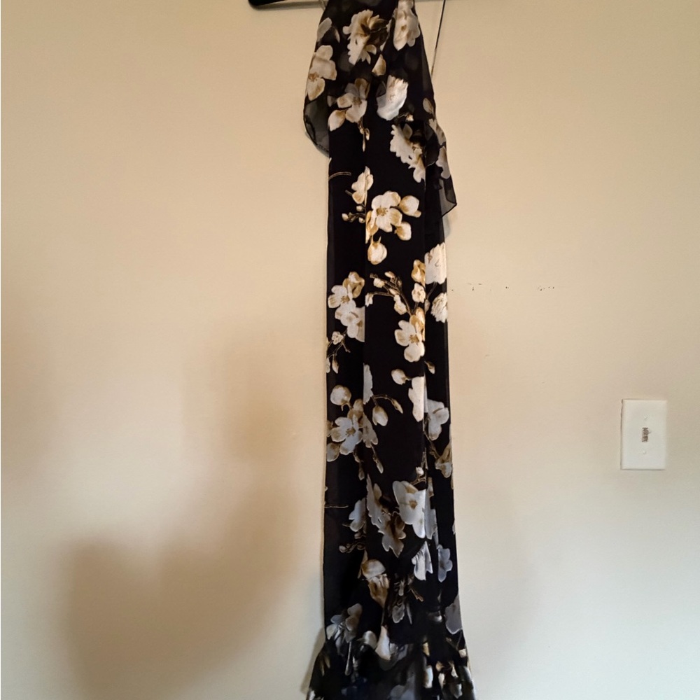 Alice + Olivia Black and White Floral Midi Dress